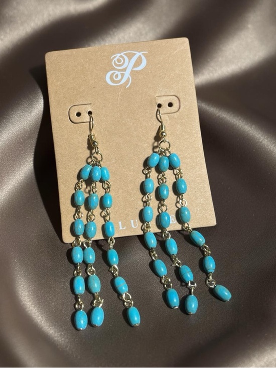 Plunder Jewelry - Plunder Turquoise Blue Beaded Dangle Earrings